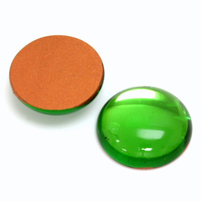 Glass Medium Dome Foiled Cabochon - Round 21MM PERIDOT