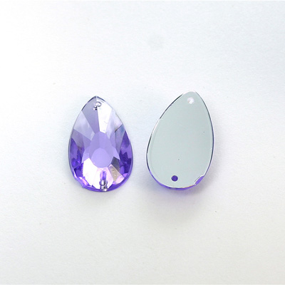 Plastic Flat Back 2-Hole Foiled Sew-On Stone - Pear 22x11MM TANZANITE