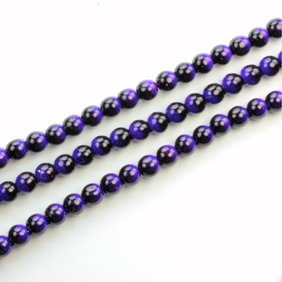 Czech Pressed Glass Bead - Smooth 2-Color Round 04MM COATED BLACK-DEEP BLUE