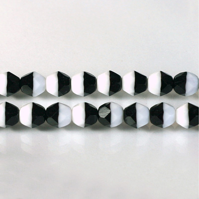 Czech Glass Fire Polish Bead - Round 06MM WHITE/BLACK