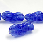 Glass Lampwork Bead - Oval Twist 25x13MM SAPPHIRE