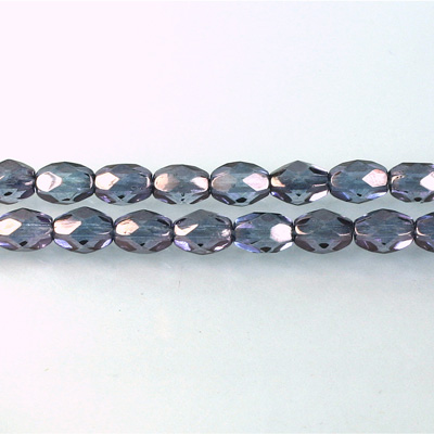 Czech Glass Fire Polish Bead - Oval 07x5MM LUMI COATED PURPLE