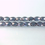 Czech Glass Fire Polish Bead - Oval 07x5MM LUMI COATED PURPLE