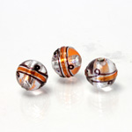 Czech Glass Lampwork Bead - Round 10MM ART DECO HYACINTH with SILVER FOIL