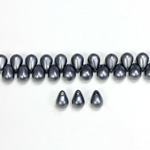 Glass Pendant Pearl Drop 6x4MM MATTE DARK GREY