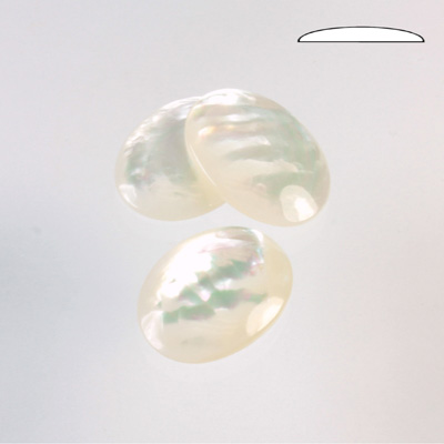 Shell Flat Back Cabochon - Oval 20x15MM WHITE MOP