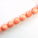 Czech Pressed Glass Bead - Smooth Matrix Round 10MM COATED CORAL MATRIX