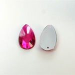 Plastic Flat Back 2-Hole Foiled Sew-On Stone - Pear 22x11MM FUCHSIA