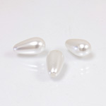 Preciosa 1/2 Drilled Crystal Nacre Pearl - Pear 15x8MM WHITE