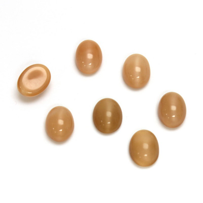 Glass Medium Dome Cabochon - Oval 08x6MM MOONSTONE BEIGE
