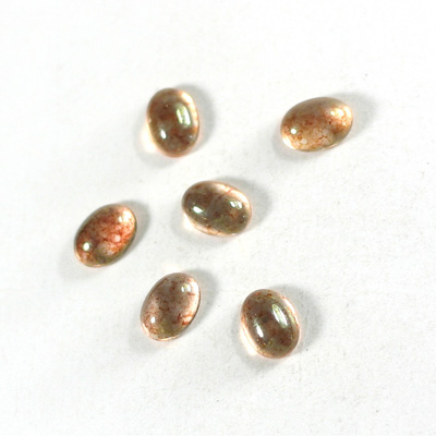 Glass Medium Dome Coated Cabochon - Oval 08x6MM LUSTER ROSE