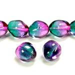 Czech Pressed Glass Bead - Baroque Oval 13x11MM PURPLE-GREEN 69007