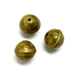 Plastic Engraved Bead -  Gold Tapestry Round 16MM OLIVE