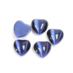 Fiber-Optic Flat Back Cabochon - Heart 10MM CAT'S EYE BLUE
