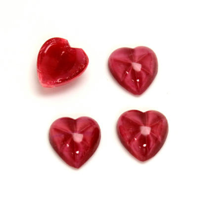 Glass Medium Dome Cabochon Lampwork Heart 12x11MM STAR RUBY