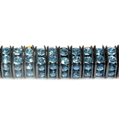 Czech Rhinestone Rondelle - Square 06MM AQUA-BLACK