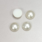 Plastic Medium Dome Pearl Cabochon - Round 13MM WHITE