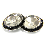 Czech Rhinestone Rondelle Shrag Rivoli Back Setting - Round 25MM outside with 18mm Recess JET-SILVER