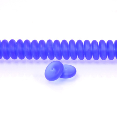 Czech Pressed Glass Bead - Smooth Rondelle 8MM MATTE SAPPHIRE