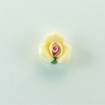 Ceramic Flat Back Flower - Rose 11MM YELLOW with PINK
