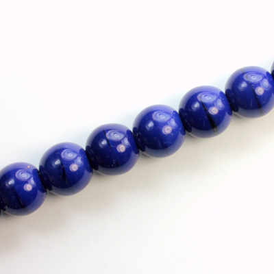 Czech Pressed Glass Bead - Smooth Round 10MM DARK BLUE