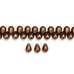 Glass Pendant Pearl Drop 6x4MM MATTE DARK BROWN