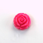 Plastic Carved No-Hole Flower - Round 15MM PINK