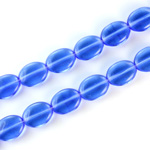 Czech Pressed Glass Bead - Flat Oval 12x9MM SAPPHIRE