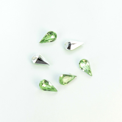 Plastic Point Back Foiled Stone - Pear 08x4.8MM PERIDOT