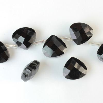 Chinese Cut Crystal Pendant - Briolette 13x12MM JET