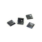 Glass Low Dome Buff Top Cabochon - Square 07x7MM HEMATITE