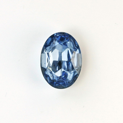 Glass Point Back Foiled Tin Table Cut (TTC) Stone - Oval 18x13MM LT SAPPHIRE