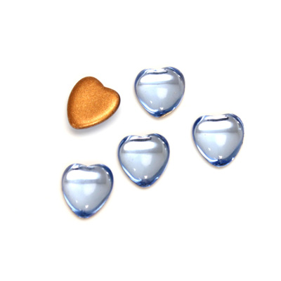 Glass Medium Dome Foiled Cabochon - Heart 10x9MM LT SAPPHIRE