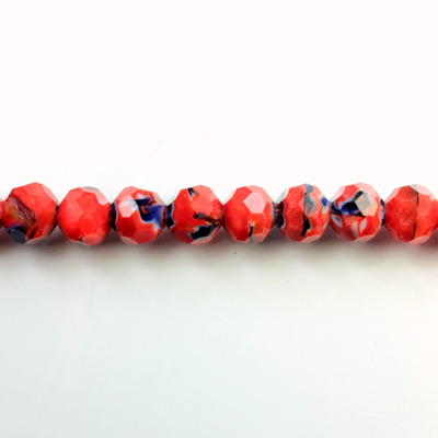 Chinese Cut Crystal Millefiori Bead - Round 08MM RED
