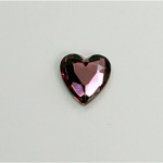 Glass Flat Back Rose Cut Fancy Foiled Stone  - Heart 12x11MM AMETHYST