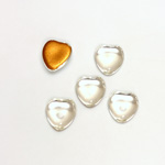 Glass Medium Dome Foiled Cabochon - Heart 10x9MM CRYSTAL