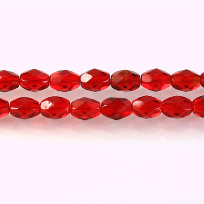 Czech Glass Fire Polish Bead - Oval 07x5MM RUBY