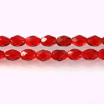 Czech Glass Fire Polish Bead - Oval 07x5MM RUBY