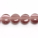 Fiber Optic Synthetic Cat's Eye Bead - Smooth Lentil Round 12MM CAT'S EYE LT PURPLE