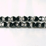 Czech Glass Fire Polish Bead - Round 06MM CRYSTAL/BLACK