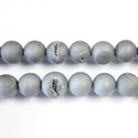 Gemstone Bead Round Druzy 8MM GREY COAT