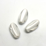 Plastic Bead - Color Lined Smooth Beggar 17x9MM CRYSTAL WHITE LINE