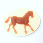 Plastic Cameo - Horse Oval 40x30MM DARK CORNELIAN ON IVORY