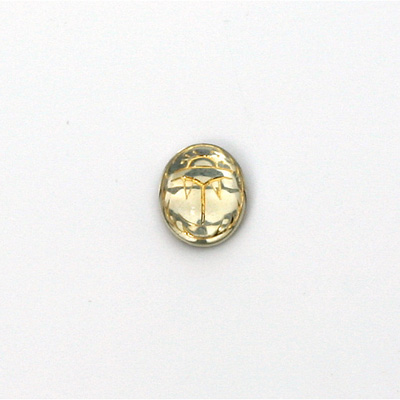 German Glass Flat Back Foiled Scarab with Gold Engraving - 10x8MM CRYSTAL