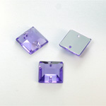 Plastic Flat Back 2-Hole Foiled Sew-On Stone - Square 12MM TANZANITE