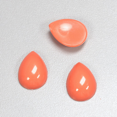 Plastic Flat Back Opaque Cabochon - Pear 18x13MM CORAL