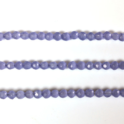 Fiber Optic Synthetic Cat's Eye Bead - Round Faceted 03MM CAT'S EYE TANZANITE