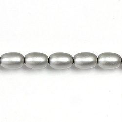 Czech Glass Pearl Bead - Oval 6x4MM MATTE LIGHT GREY