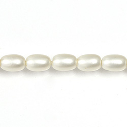 Czech Glass Pearl Bead - Oval 6x4MM MATTE WHITE