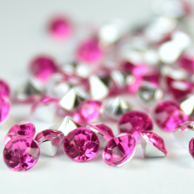 Plastic Point Back Transparent Foiled Chaton - Round 4MM ROSE